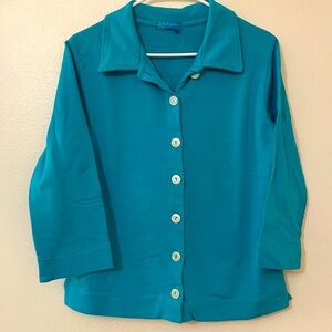 Fresh Produce Women’s French Terry Button Up Cardigan Jacket collar Size S
